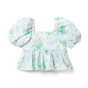 Janie and Jack Floral Puff Sleeve Kids Top